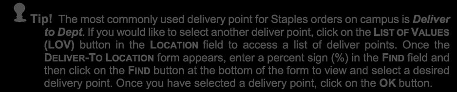 select a desired delivery point. Once you have selected a delivery point, click on the OK button.