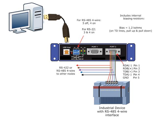 A four-wire application of the ICD120A is shown below.