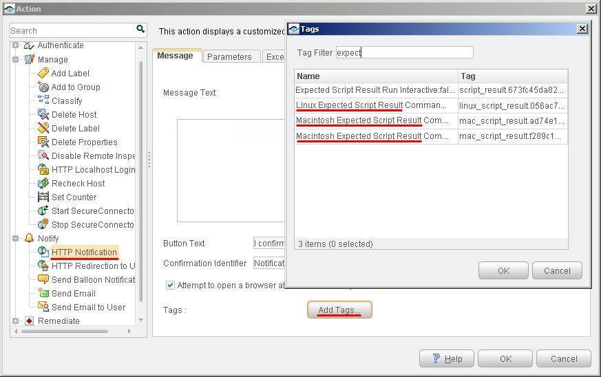 In the example shown above, a Console user is editing the message text of an HTTP Notification action.