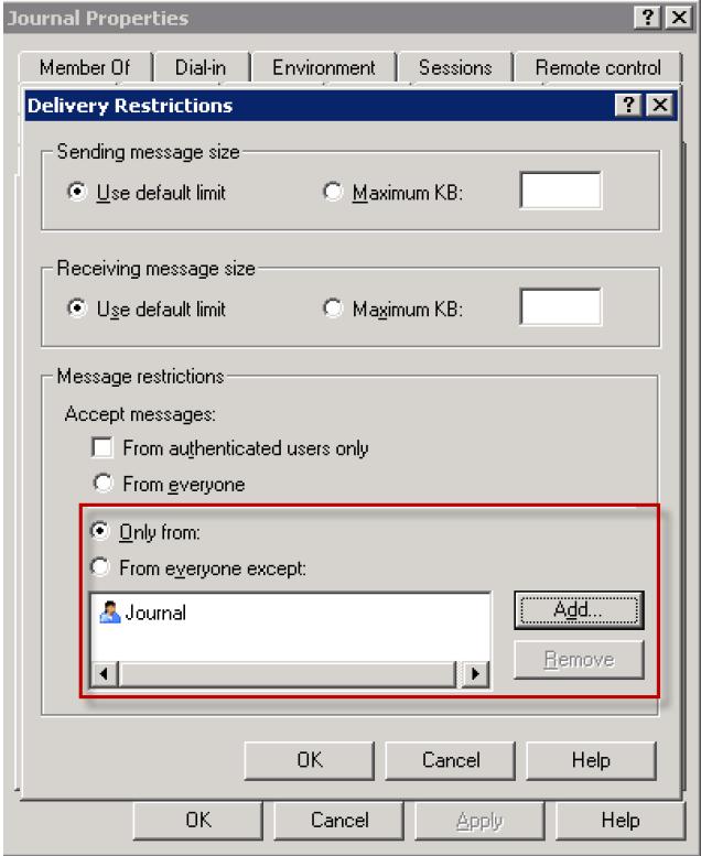 12. The Delivery Restrictions dialog box displays.