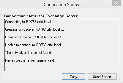 The connection status shows how the connection to Exchange Server and Directory Server is made and displays the step by step update of the connection process while the application connects to both