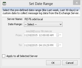 5) Click Next. 6) Select Date Range Step: Specify a suitable date range for the selected Exchange Server by using below.