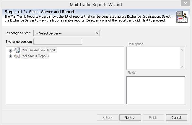The Mail Traffic Reports window with the list of available reports will be displayed as shown