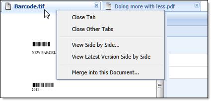 Viewing Documents Side-by-Side This feature allows users to view two open documents side by