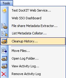 Chapter 3-DocKIT Features 3.15 Cleanup history DocKIT maintain the task history of each task run in the application task history folder e.g.