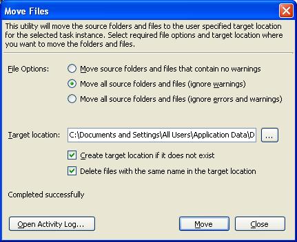 Chapter 3-DocKIT Features 3) Select File Options given below: a) Move source folders and files that contain no warnings - Move source folders and files that were imported without any warnings.