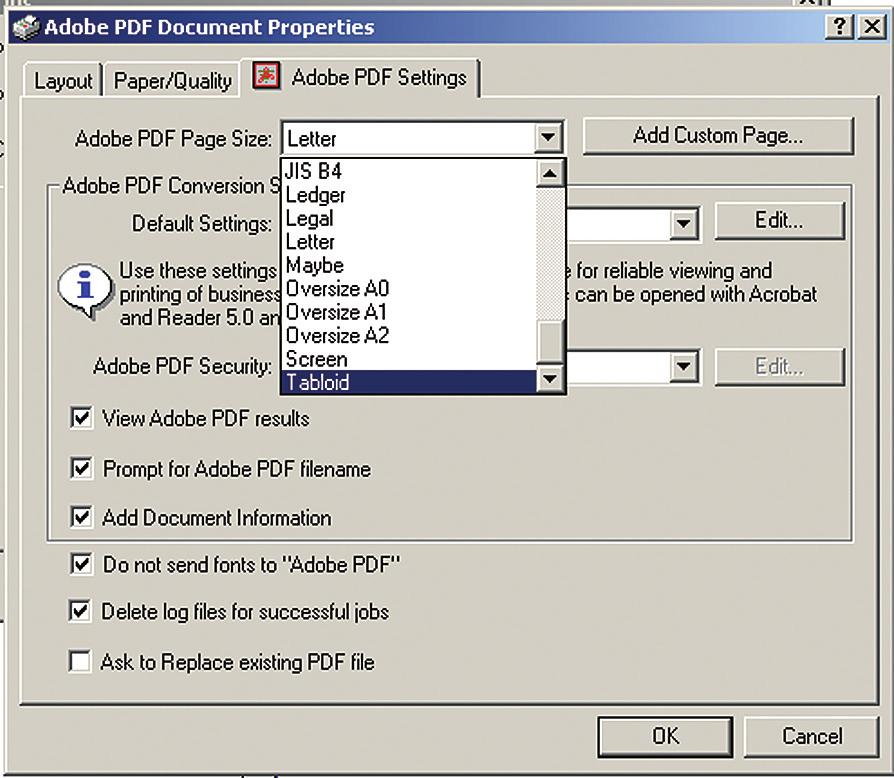7) Click OK in the Adobe PDF Document Properties Window.