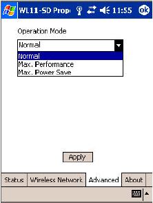 Advanced setup configuration Operation Mode: Shows three different operational options depending on