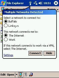 Connect to WLAN The Zero Configuration utility for Windows Mobile 2003 makes it quick and easy to connect to WLAN networks, including 802.1x.