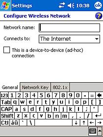 Tap Add New Settings 3. In the General screen, enter the Network name (ESSID/SSID). Note that this name is case-sensitive. Select whether you want to connect to The Internet or Work.