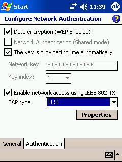 - Data encryption (WEP Enabled): Check. - Network Authentication (Shared mode): Uncheck.