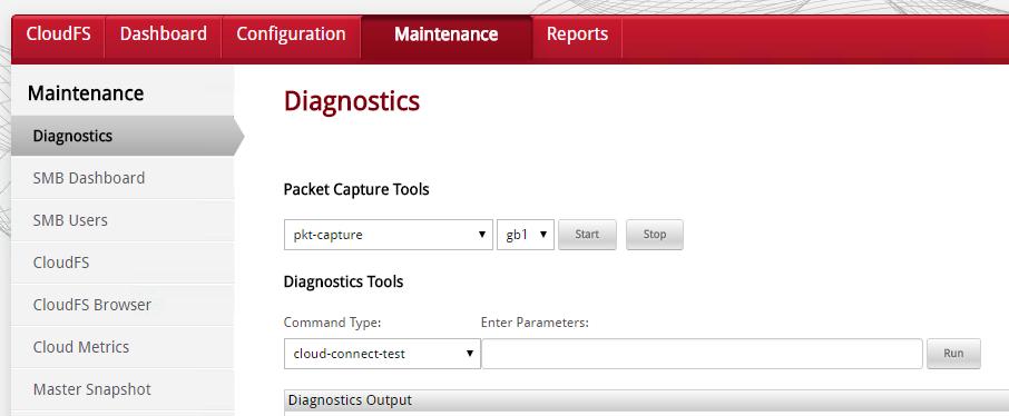 To run the diagnostic test simply click on the Run button on the right-hand side of the screen. No additional parameters are required.