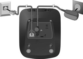 Insert the power cable for the power adapter into the connection socket 2 at the rear of the base and rotate the right-angle plug under
