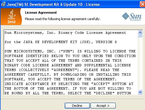 Part 2 - Installing JDK 6 Update 10 1. Make sure there is no previous Java version already installed on the system. You can check this by using the Windows Add/Remove Programs utility.