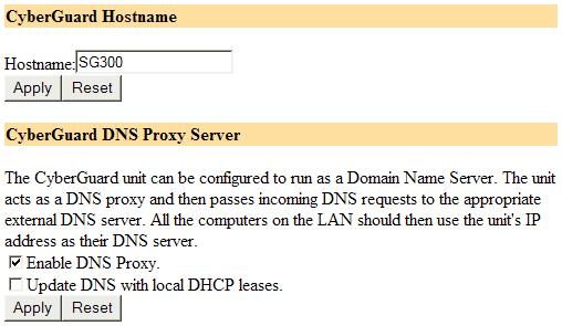 Advanced The following figure shows the advanced IP configuration: Figure 3-8 Hostname The Hostname is a descriptive name for the CyberGuard SG appliance on the network.