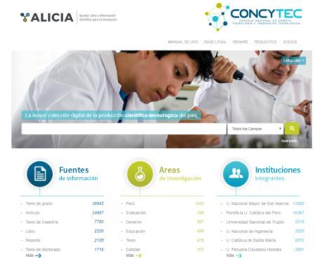 Alicia and Renati ALICIA México Colombia portal RENATI portal 2013 Theses and 2016 Law 30035 dissertations China Open access Peruvian digital portal of science and technology. Managed by CONCYTEC.