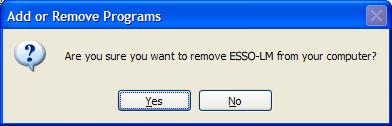 Uninstalling ESSO-LM Uninstalling ESSO-LM To uninstall ESSO-LM: 1. Click Start, point to Settings, and then click Control Panel. 2. Open Add/Remove Programs. 3.
