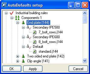 Select the parameters: 7_bolt_rows and click OK. 7. Finally click OK in the AutoDefaults setup dialog box.