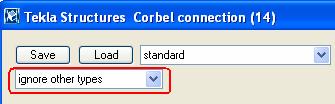 Modify all the corbel connections at once We can easily modify only connections of the same type shown in the connection dialog by selecting Ignore other types in the connection dialog box.