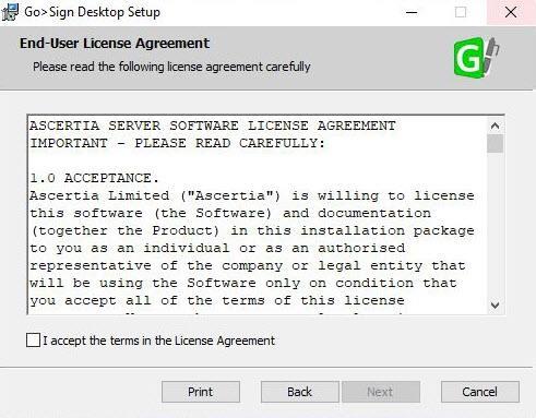 Figure 2 - Windows OS Installer Wizard License Agreement 4.