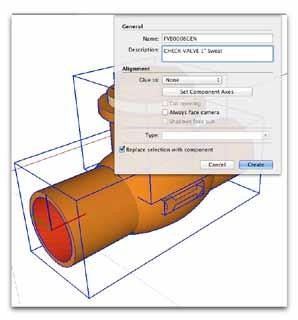 5. Convert part to a component select your part and use the SketchUp Component Maker tool to convert it to a component Name - enter a part number (Important: use the attached Part Number Guide to