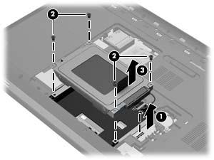 6. Slide the battery release latch (1) until the cover is released, and then lift up and remove the cover (2). 7.