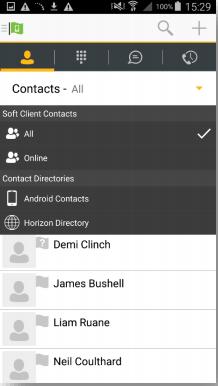 Contacts When you start the soft client for the first time, your Contacts list will be empty.