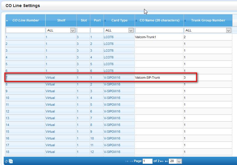18. From the PBX Configuration menu tree click on 3. Group to configure Trunk information. a. Click on 1.