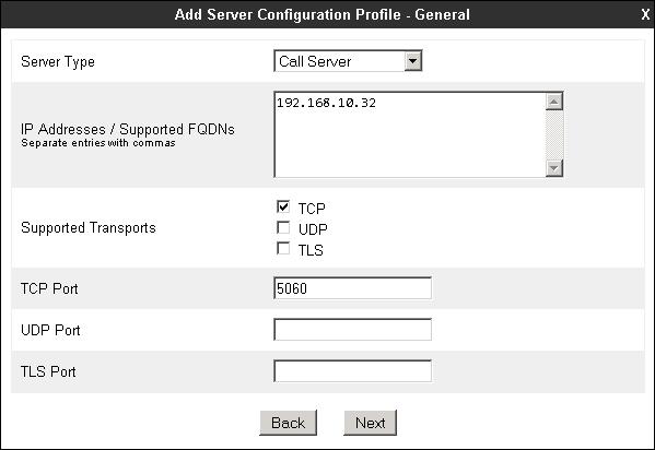 7.3.3. Server Configuration Server Profiles are created to define the parameters for the Avaya SBCE two peers, i.e., Session Manager (Call Server) and the SIP Proxy at the service provider s network (Trunk Server).