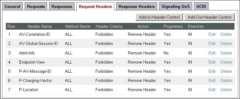 Select Add In Header Control as needed to configure the remaining header control rules.
