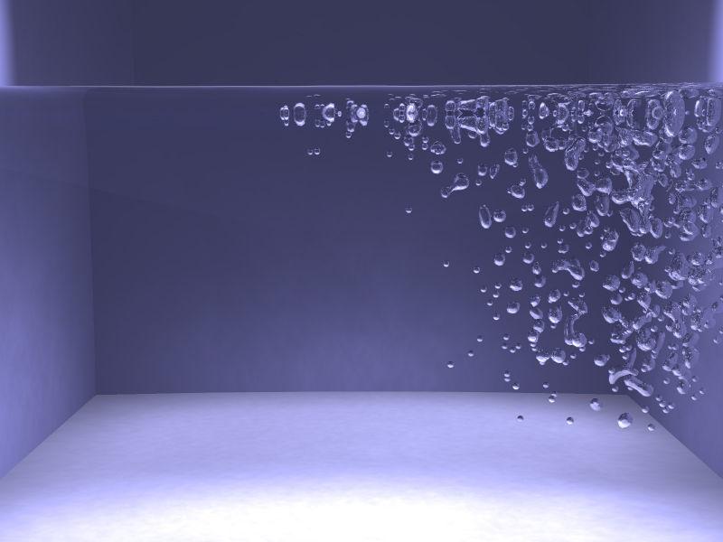 Thereby, large bubbles rise faster than small bubbles. Furthermore, a cohesion force is employed that minimizes the surface and makes rising bubbles merge.