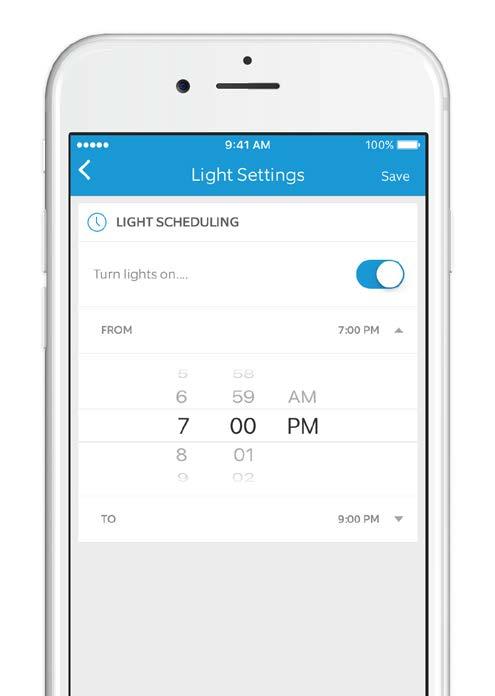 Select Light Settings to set a schedule for your lights to