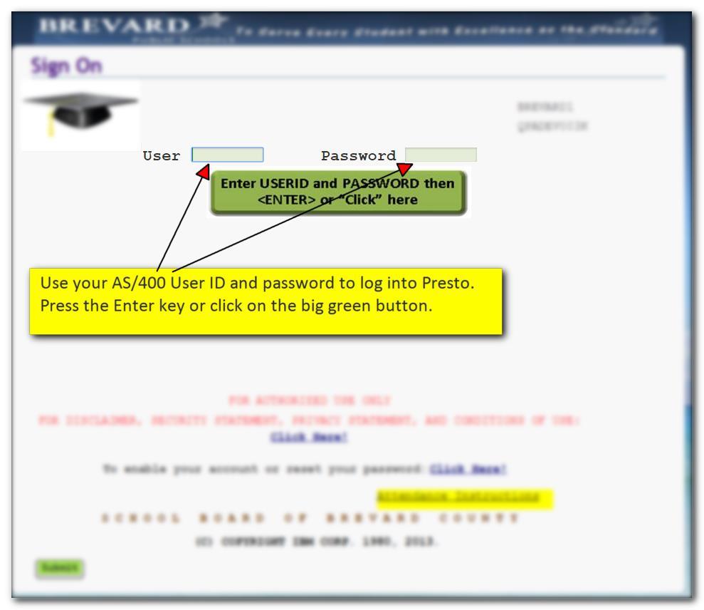 After navigating to the sign on screen below, use your AS400 User ID and
