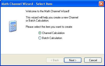 Math Channels Executing a Math Channel Calculation + Select the Math Channels option under the Run Data menu or press this key sequence.