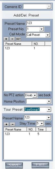 7. Speed Dome Press Setup, Preset Call and Preset Tour: button to operate the speed