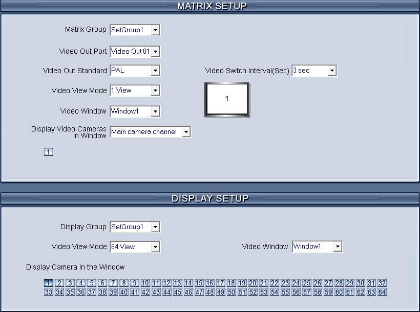 2.6 Digital matrix setup 2.6.1 Matrix setup Matrix Group System operator can set a groups of video images to be sent out through matrix decode card, each group has different display mode.