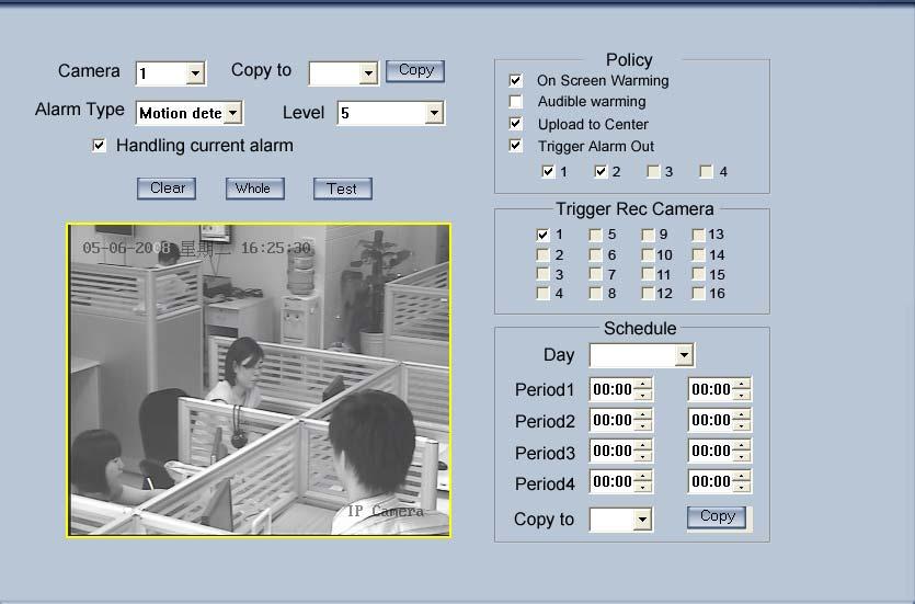 Figure4 1 Camera Select a camera to be set from the drop-list and you can copy the configuration to the other cameras by clicking copy