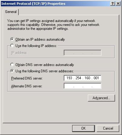 automatically), then press OK button and go back to the GPRS dial-up icon see upon and follow next step below (Refer also to the chapter 5.3). Figure 18: Use the DNS server addresses.