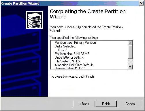 9. When the Create Partition Wizard has completed, click Finish. 10. Restart your computer after completed the steps ablove.