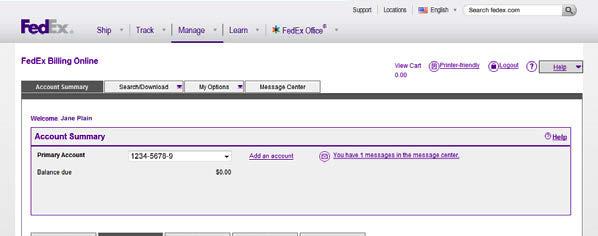 6.6 Manage User Settings For secondary (invited) users, FedEx Billing Online can send out emails to notify