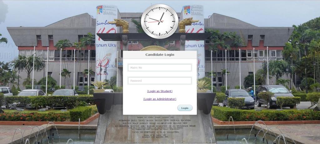 5 menunjukkan paparan halaman utama selepas log masuk telah berjaya. Paparan ini memaparkan sedikit info serta paparan gambar Universiti Kebangsaan Malaysia.