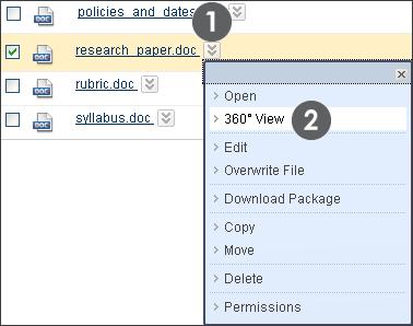 Viewing a File s Course Links You can view information about a file stored in Course Files.