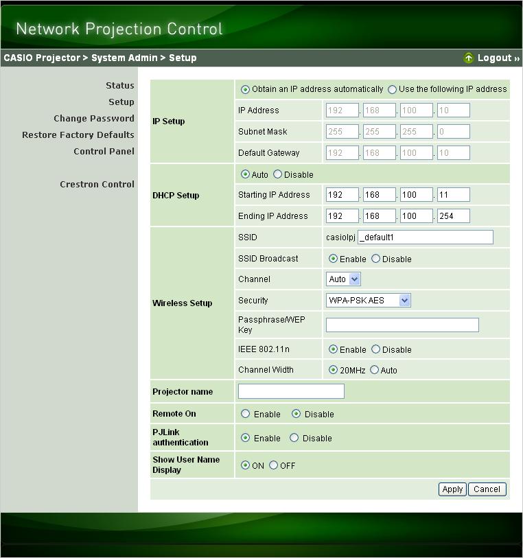 To configure projector s network settings and wireless LAN connection settings 1.