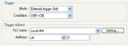Trigger address When use (External trigger), assign a bit device as shown below.