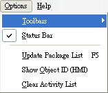 Click (Device Bar) to display Device window. Click (Package Bar) to display Package window.
