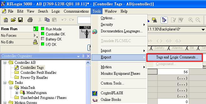 Step 2 Export Tags to csv file.