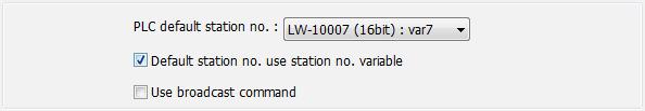 As shown below, the data is read from PLC station number 1 and address T20. PLC default station no. Use the station number variables as the default PLC station number.
