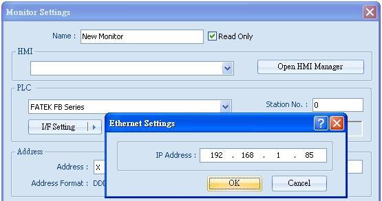 Select Ethernet: Click (I/F Setting)