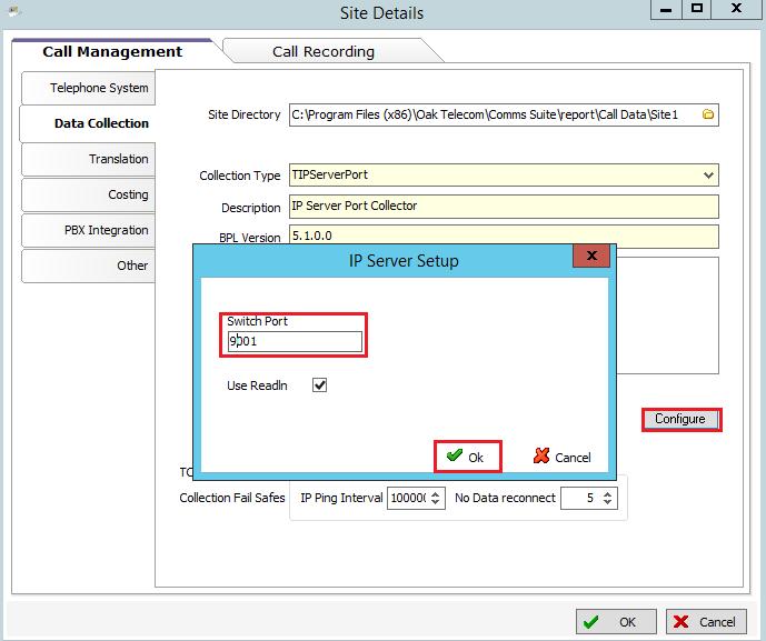 Click on Configure, this will bring up the IP Server Setup window as shown below.