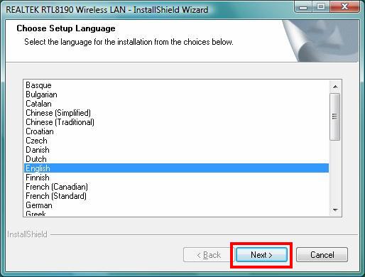 Step4: Select the language for this installation from the